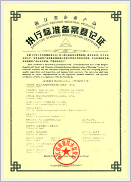 执行标准备案登记证